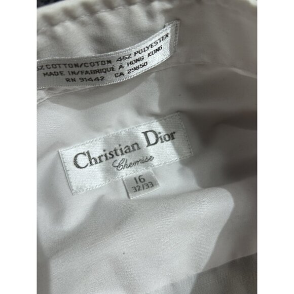 Vintage Christian Dior White Striped Chemises Button Up Shirt Sz. L (16 32-33) - Picture 2 of 7